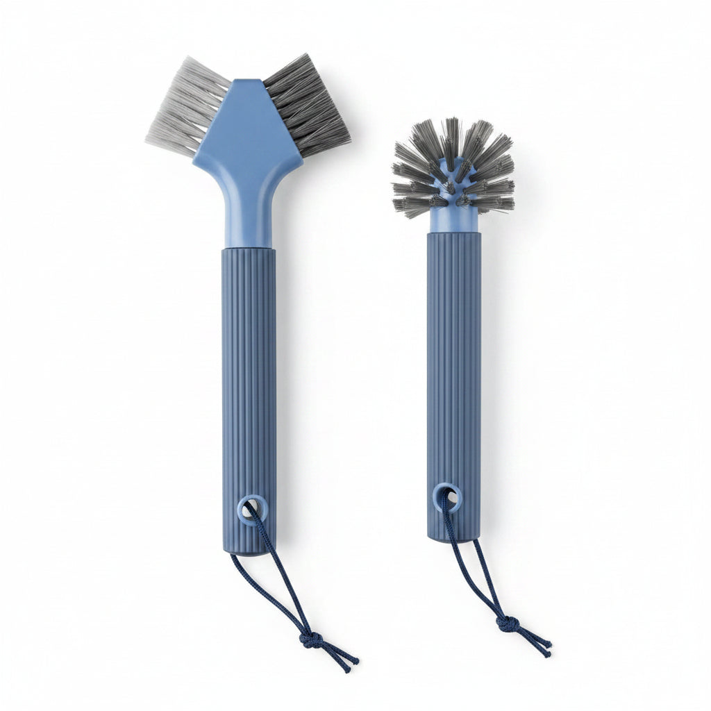 Livarno Manual Dish Scrubbing Brush Set 2-Piece Blue/Grey